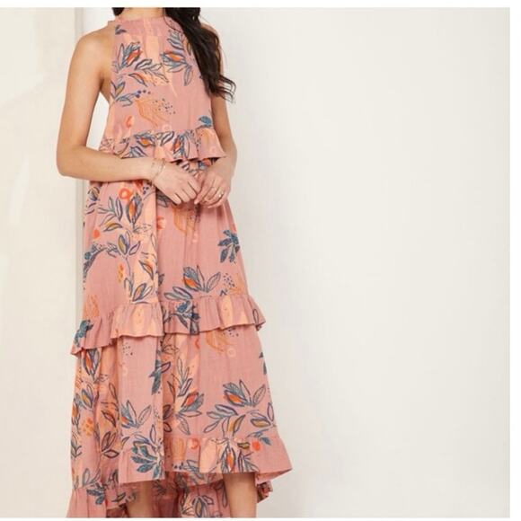 Free People Anita Tiered Ruffle Maxi Dress  in Desert Rose - Picture 4 of 9